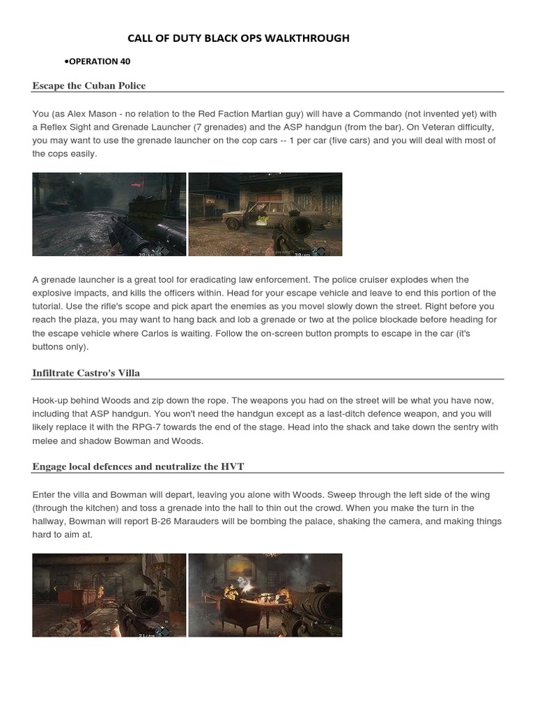 Call of Duty Black Ops Walkthrough | PDF | Sniper | Trench Warfare