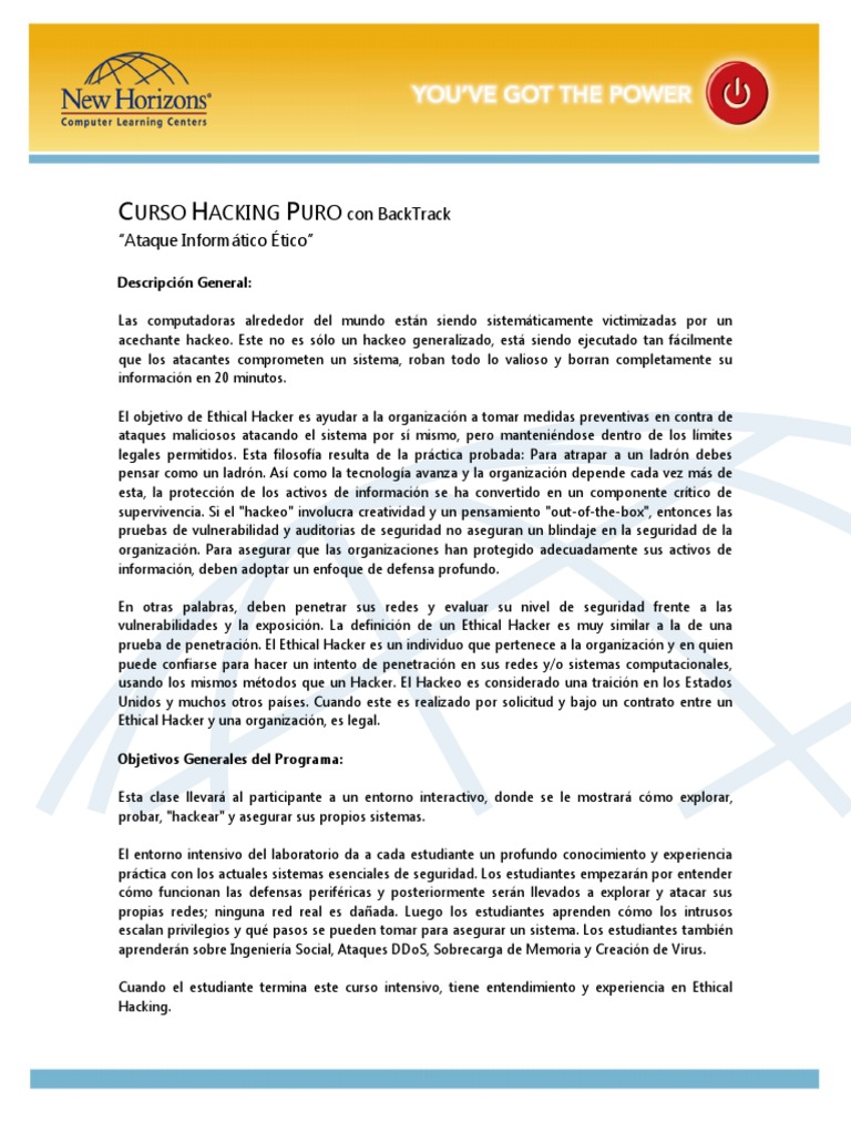 Curso Ethical Hacking con BackTrack | PDF | Hacker de seguridad | La ...