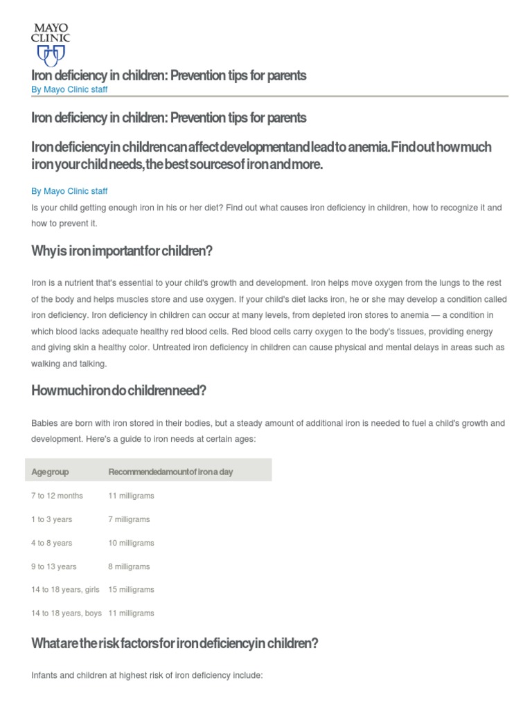 Preventing Iron Deficiency in Children | PDF | Infants | Iron
