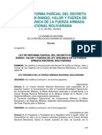 Ley de Reforma Parcial Del Decreto #6.239, Con Rango, Valor y Fuerza de Ley Orgánica de La Fuerza Armada Nacional Bolivariana