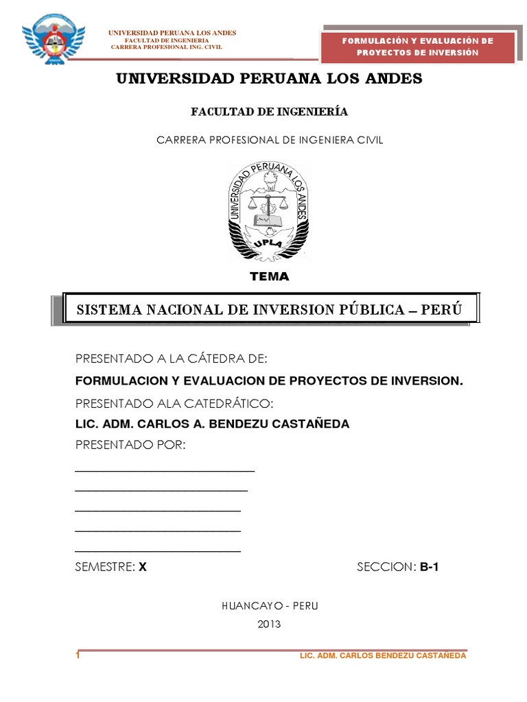 Monografia Sobre El Snip En El Peru Pdf Beneficio Economía Perú