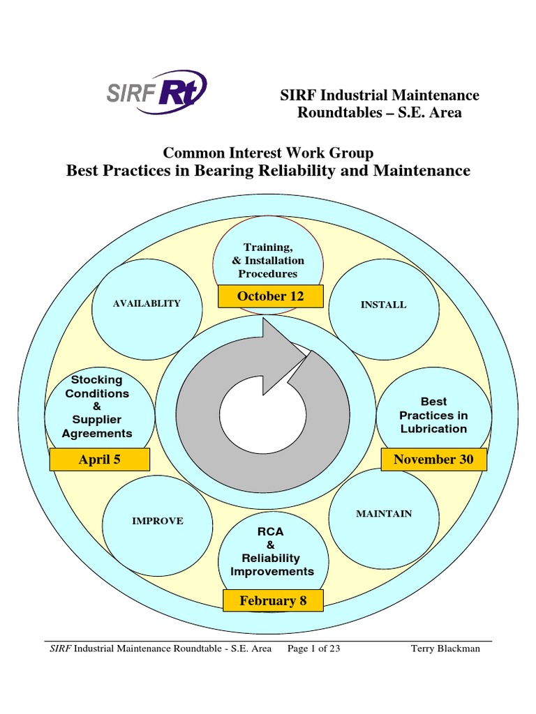 Best Practices in Bearing Reliability CIWG Minutes.pdf Bearing