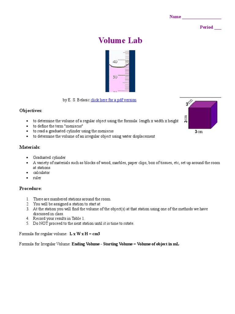Volume Measurement Lab Activities | PDF | Volume | Nature