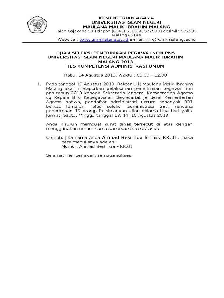 Soal Tes Administrasi Penerimaan Pegawai Dosen 2013 Doc