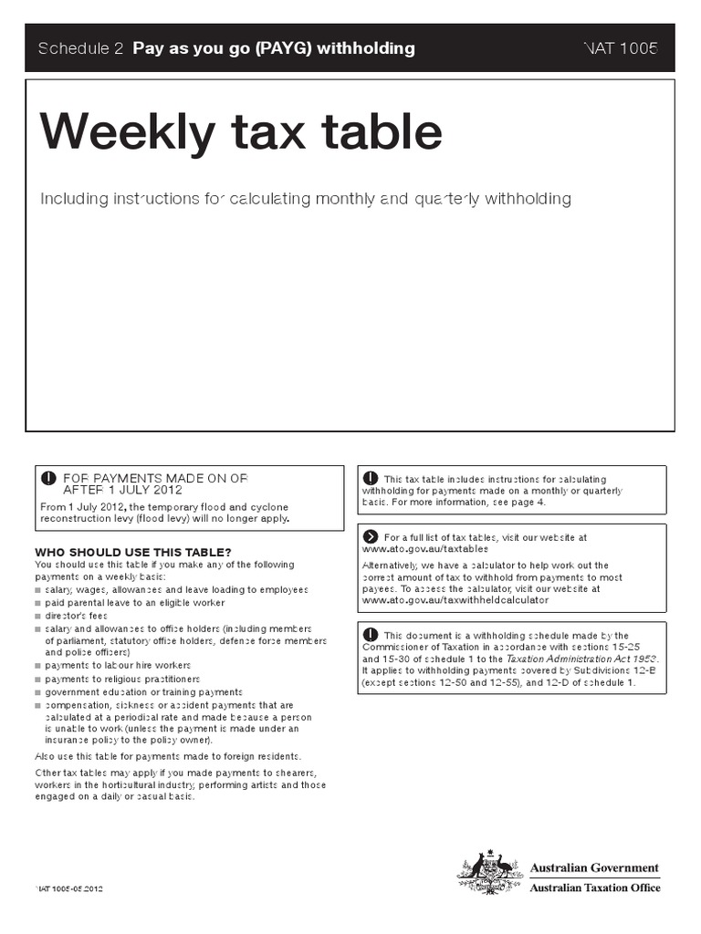 Weekly Tax Table PDF PDF