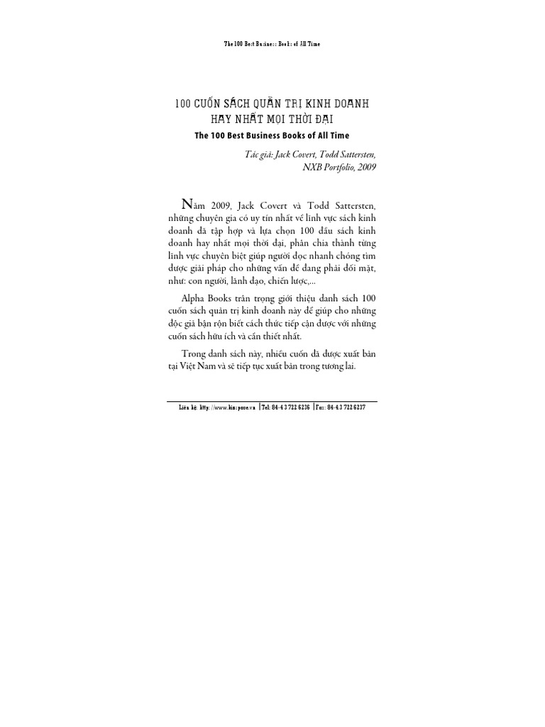 100 Cuon Sach Quan Tri Kinh Doanh Hay Nhat Pdf