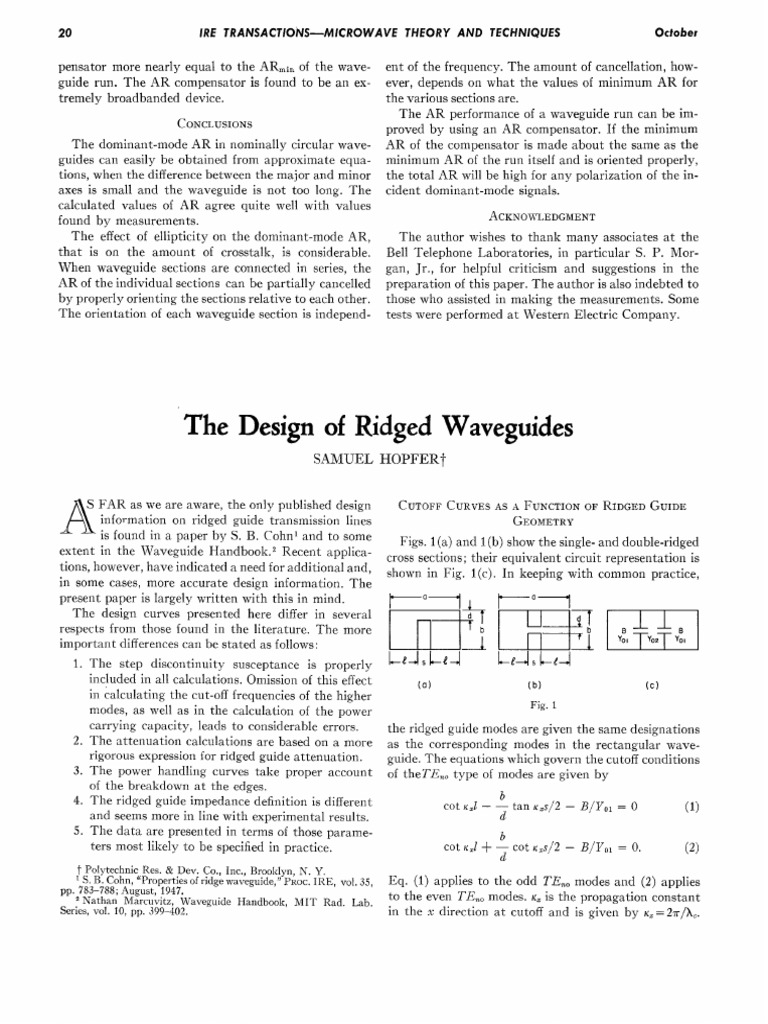 Design of Ridged Waveguides | PDF | Waveguide | Electrical Impedance