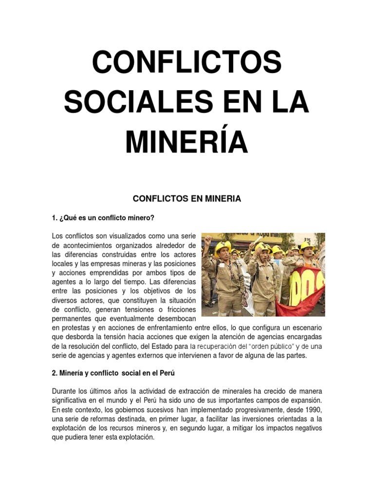 Conflictos Sociales en la Minería Peruana | PDF | Conflicto (proceso ...