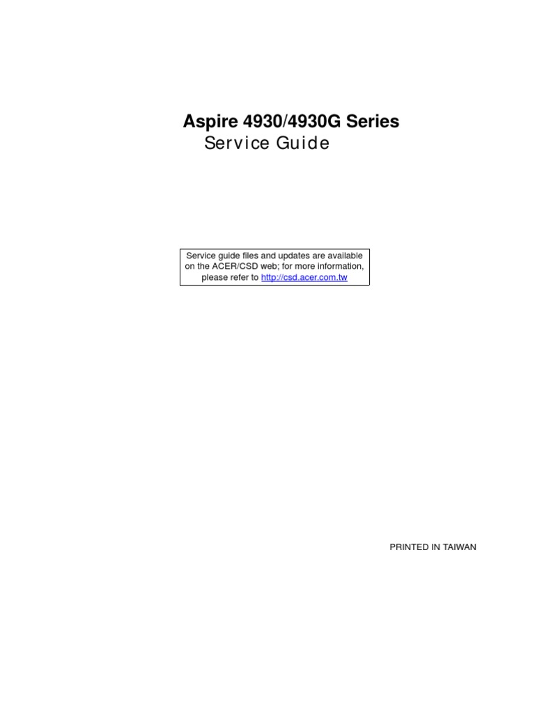 Service Manual Acer Aspire 4930 4930G Series | Computer Keyboard | Keyboard  Shortcut