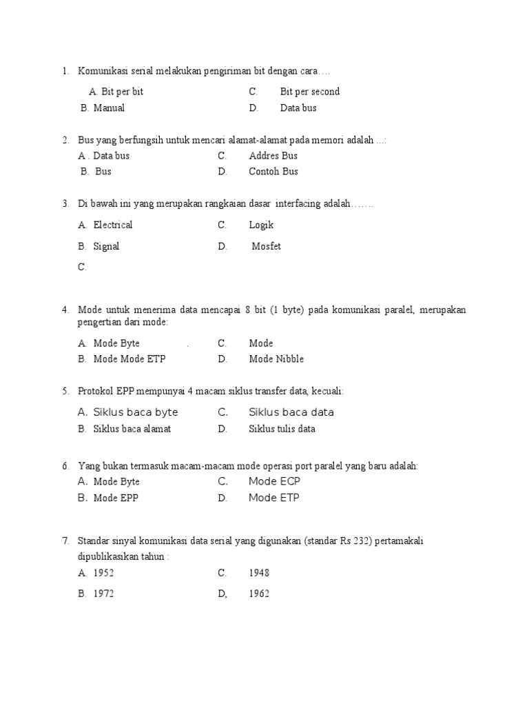 Contoh Soal komunikasi serial