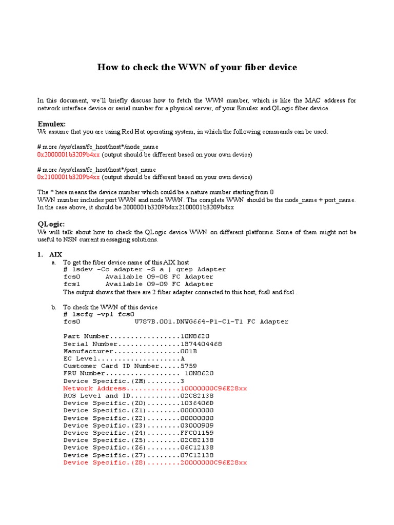 How To Check The WWN of Your Fiber Device | PDF | Device Driver ...