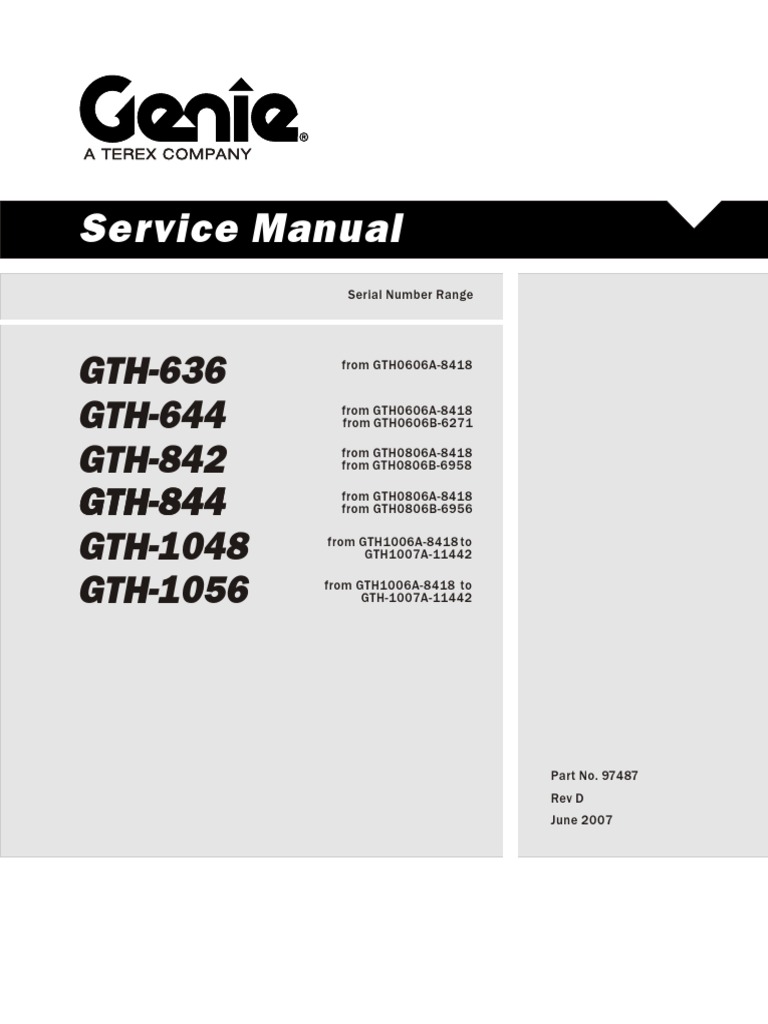 Genie Manual de Servicio Gth844 PDF Motor Oil Fuel Injection