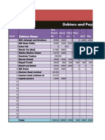 Debtors and Payment: Debtors Name 31st Decem Ber Janua Ry Febru Ary Marc H April May