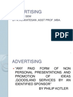 Advertising: Mba Iiird Sem by A.Venkatesan, Asst Prof, Mba