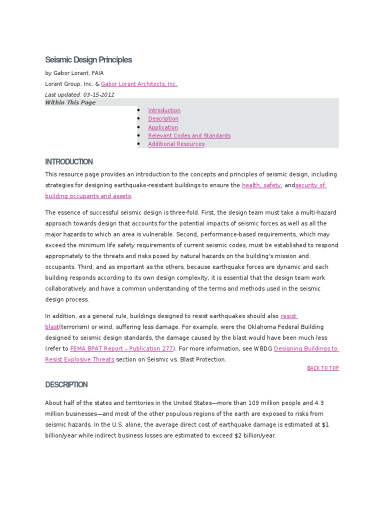 Seismic Design Principles Pdf Applied And Interdisciplinary Physics