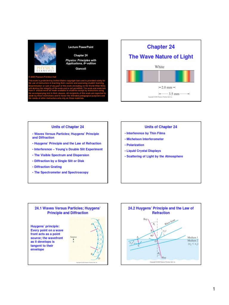 The Wave Nature of Light: Units of Chapter 24 Units of Chapter 24 | PDF ...