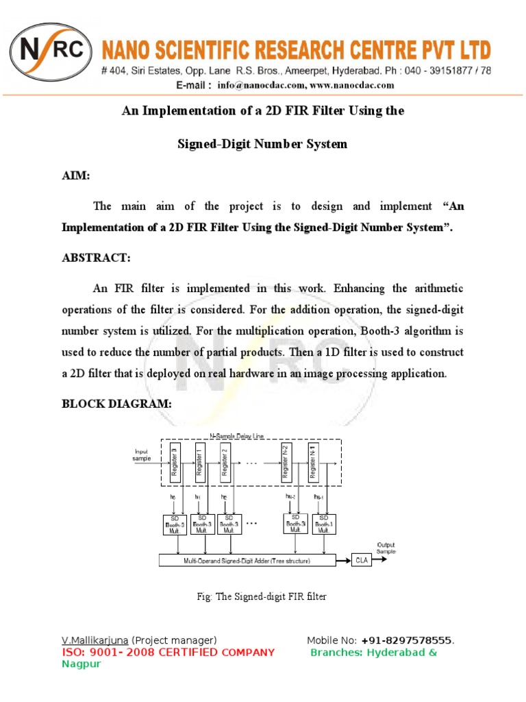 2D FIR Filter with Signed-Digit System | PDF