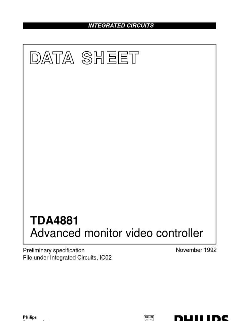 TDA4881 Video Controller Data Sheet | PDF | Signal To Noise Ratio ...
