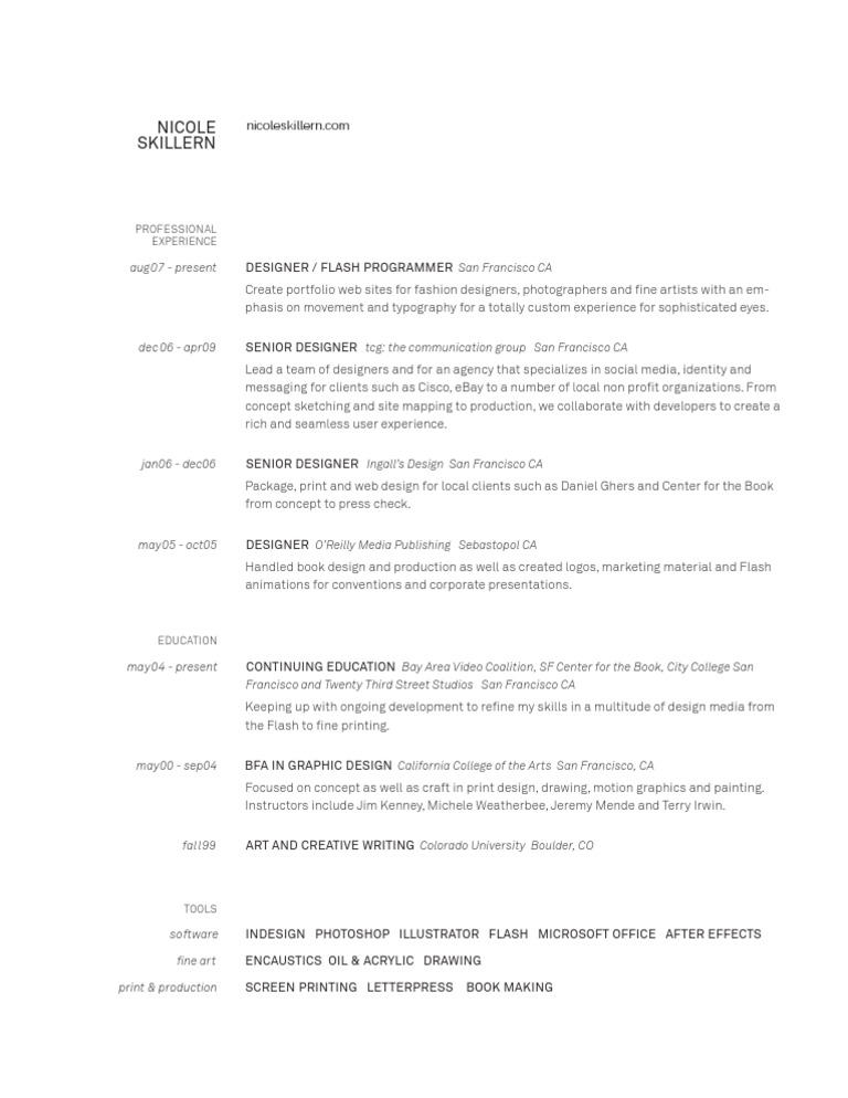 Designer and Flash Programmer Resume | PDF | Social Science | Art