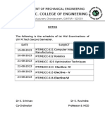 RVRJC Mechanical Engineering Dept MTech Exam Schedule