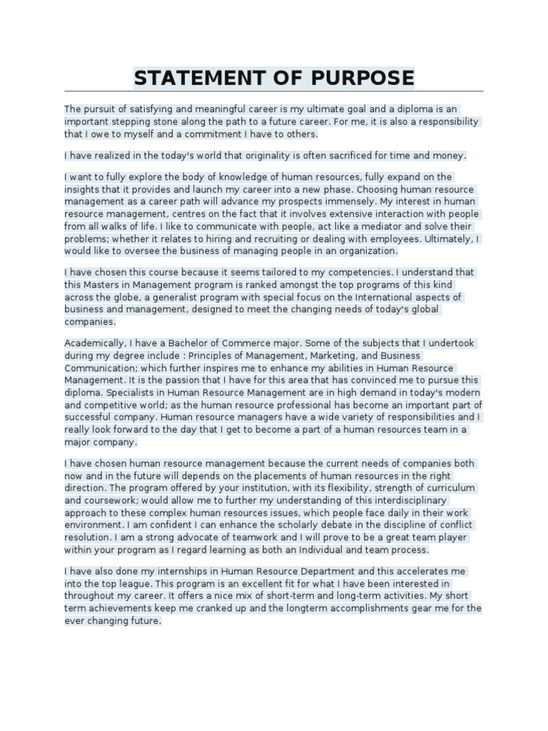 statement-of-purpose-hr-human-resource-management-cognitive-science