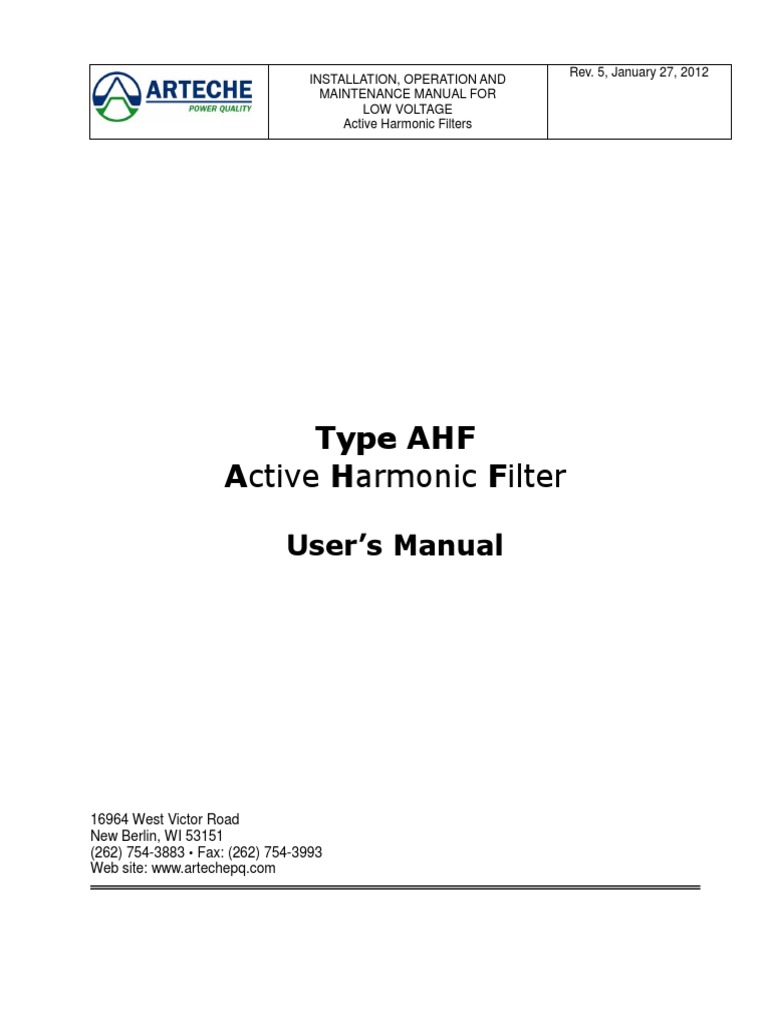 AHF Manual R5 1-27-2012 PDF | PDF | Electric Power System | Capacitor