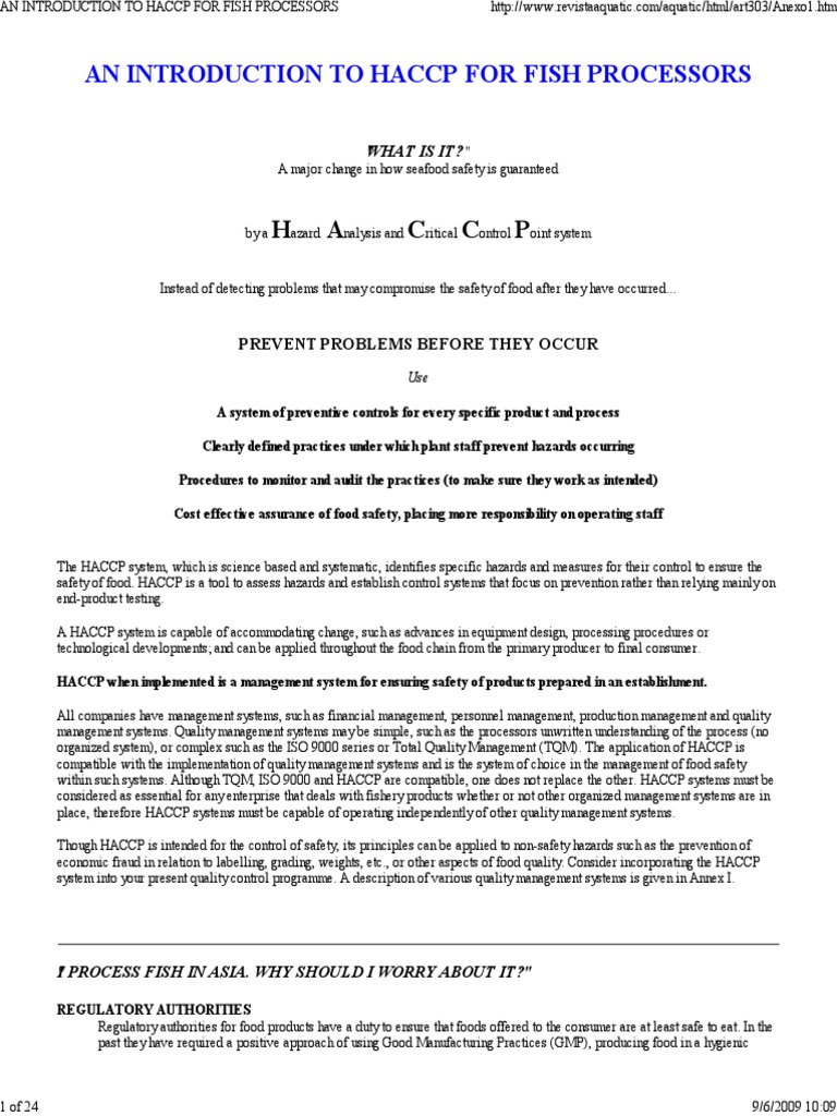 An Introduction To Haccp Food Safety | PDF | Hazard Analysis And ...