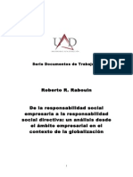 Roberto R. Rabouin: de La Responsabilidad Social Empresaria A La Responsabilidad Social Directiva: Un Análisis Desde El Ámbito Empresarial en El Contexto de La Globalización.