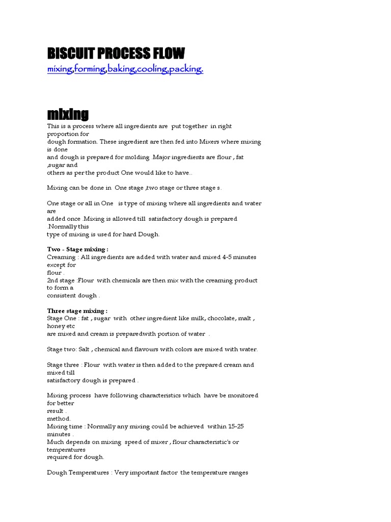 Biscuit Process Flow PDF Dough Breads