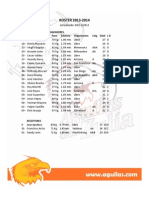 ROSTER 2013-2014: ROSTER 2013-2014 LANZADORES # Nombre Peso Estatura Organizacion Catg Edad L-B