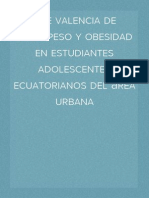 pre valencia de sobrepeso y obesidad en estudiantes adolescentes ecuatorianos del área urbana