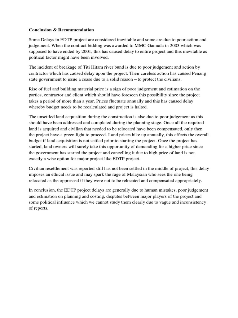 EDTP Project Delays and Recommendations | PDF | Economies | Government