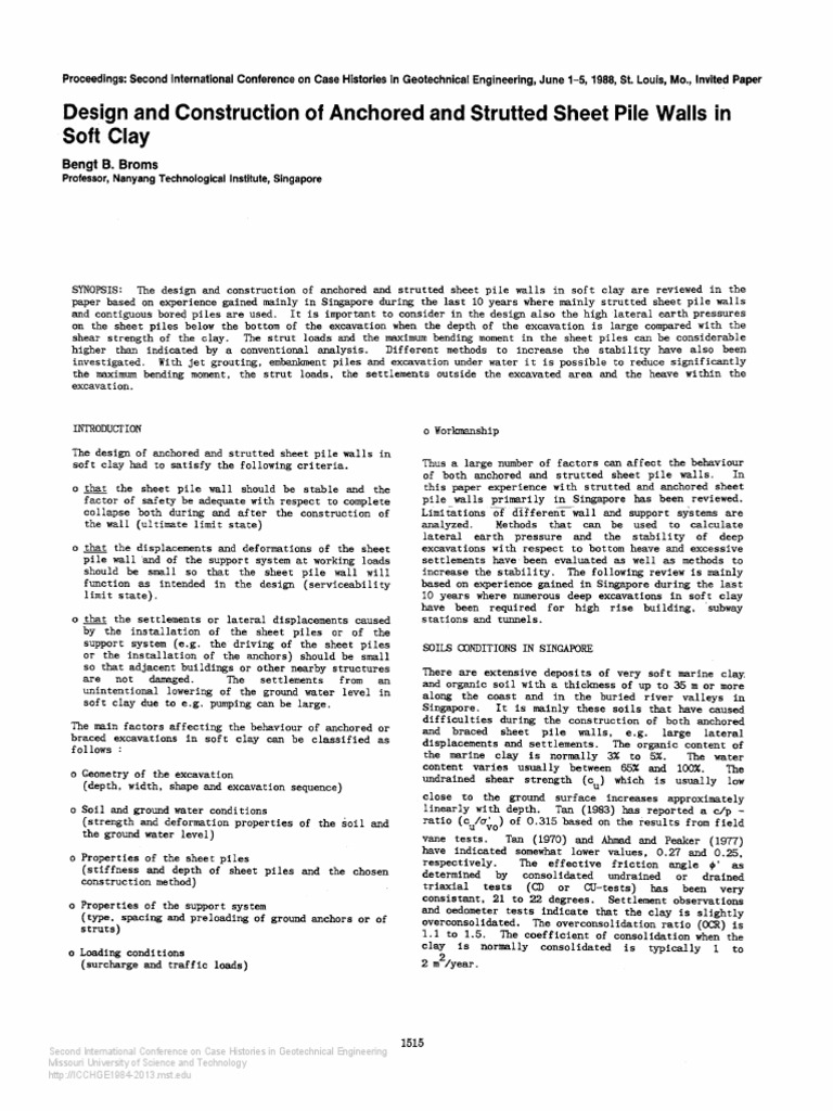 Design of Anchored Sheet Pile Walls | PDF | Deep Foundation ...