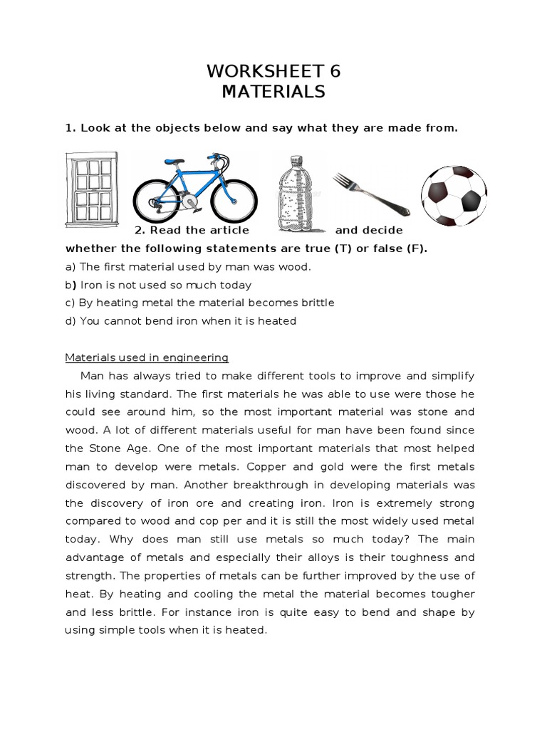 WORKSHEET Technology | Materials | Building Engineering