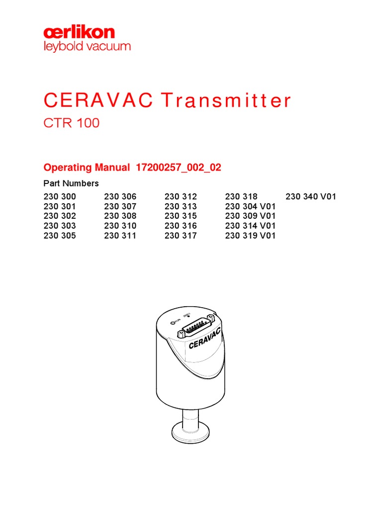 CERAVAC Transmitter: Operating Manual 17200257 - 002 - 02 | PDF ...