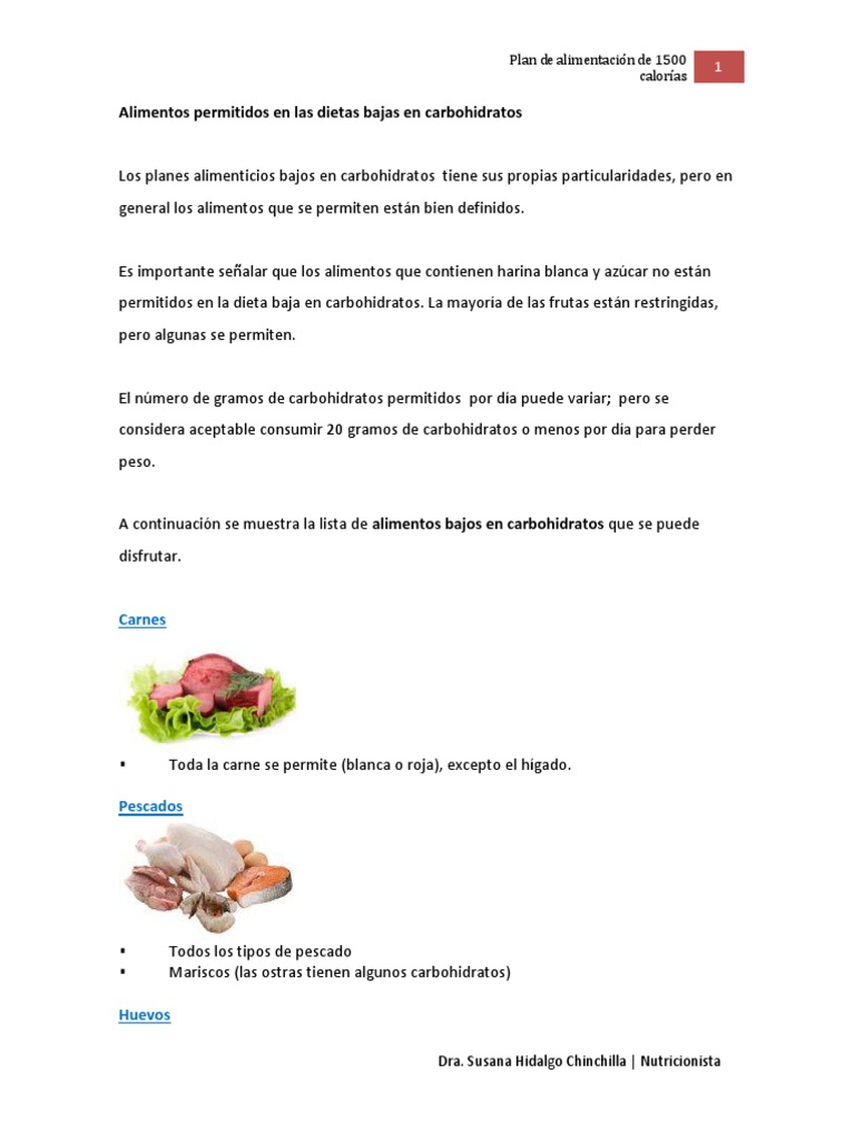 Plan de Alimentación 1500 Calorías | PDF | Almuerzo | Alimentos