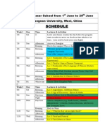 Schedule: 2013 Summer School From 1 June To 29 June Jiangnan University, Wuxi, China