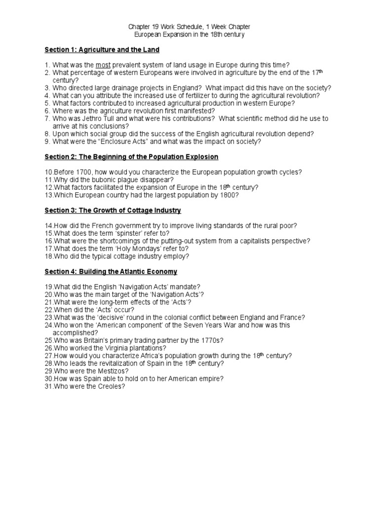 Chapter 19 Questions Mercantilism Europe