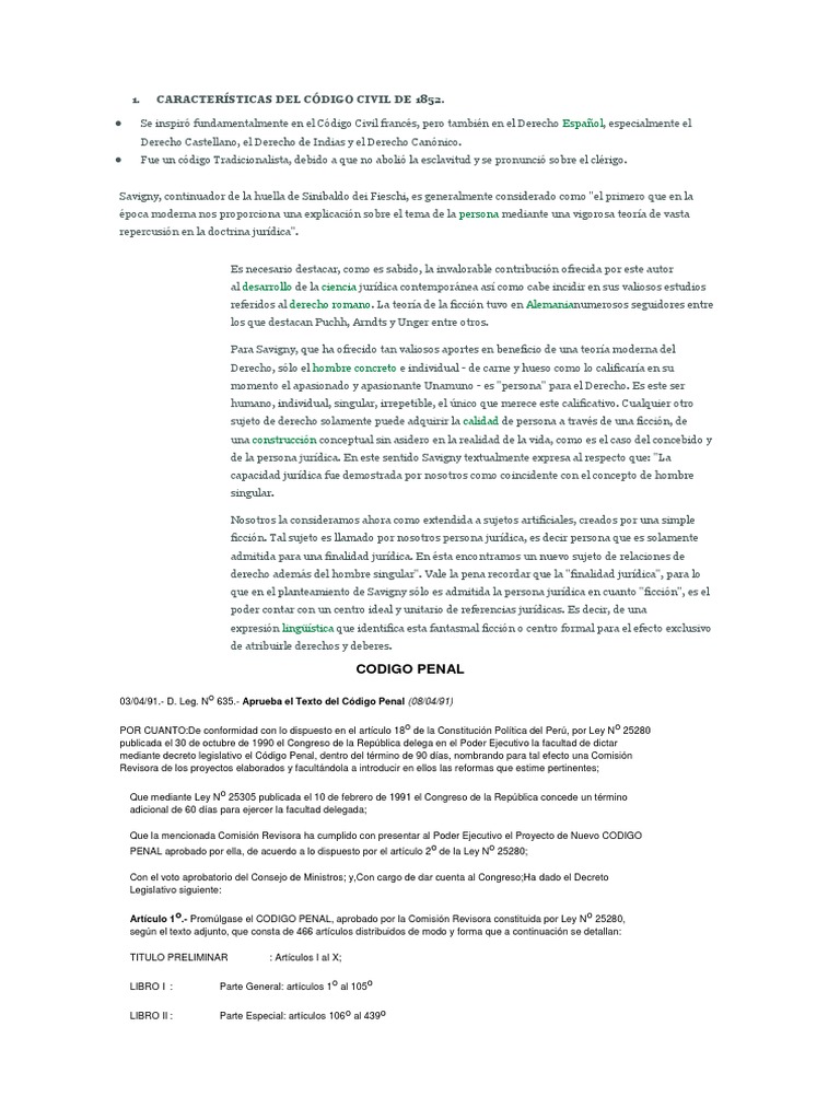 1. Características Del Código Civil De 1852. Español