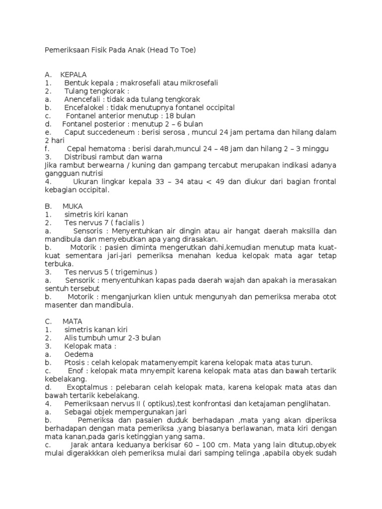 Pemeriksaan Fisik Pada Anak (Head To Toe)