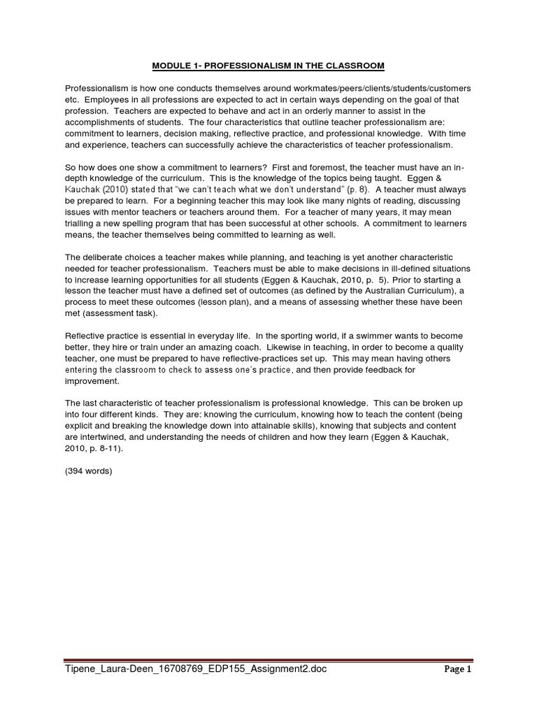 Assignment 2 - Journal Entries | PDF | Teachers | Memory
