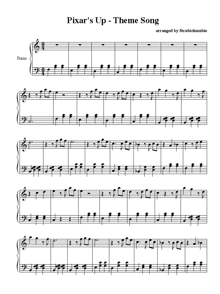 UP Theme - Piano sheet music | Animation américaine | The Walt Disney