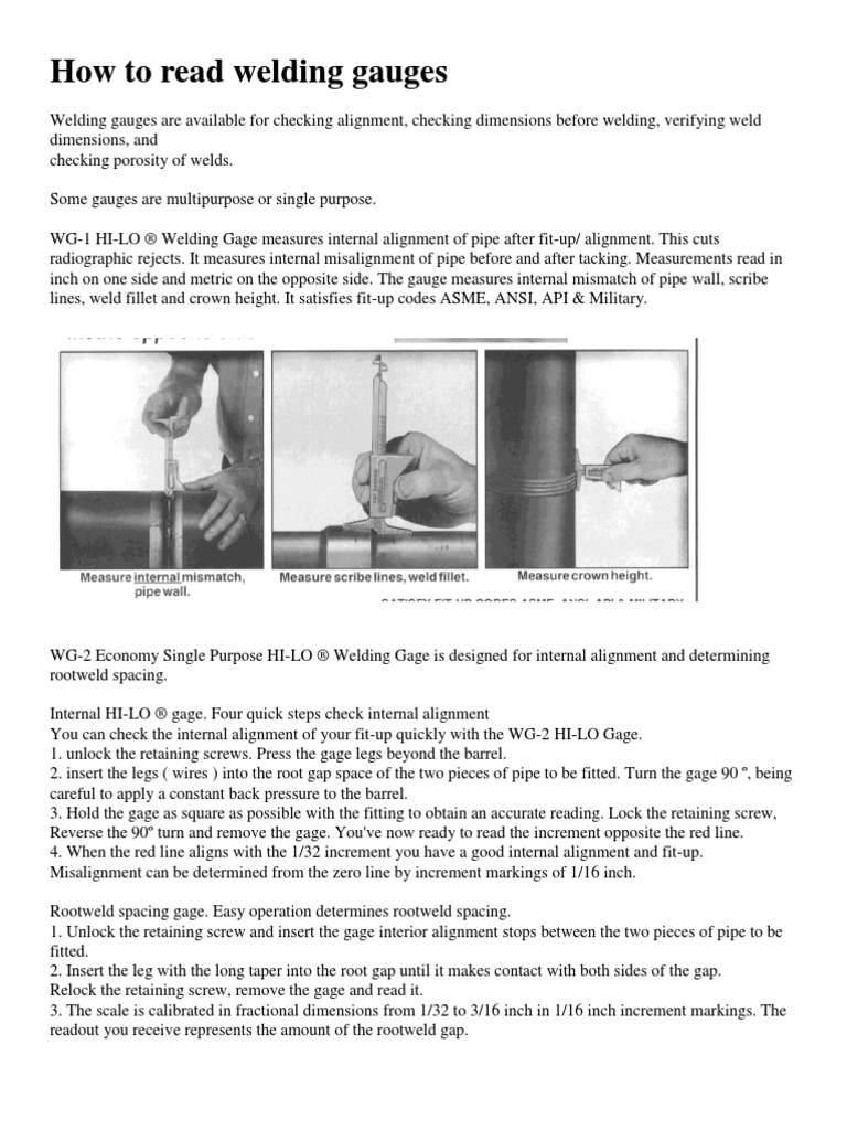 How to read welding gauges.pdf Welding Pipe (Fluid Conveyance)