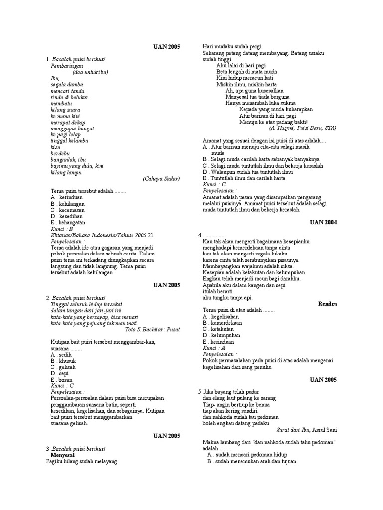 Soal Puisi Sma Doc