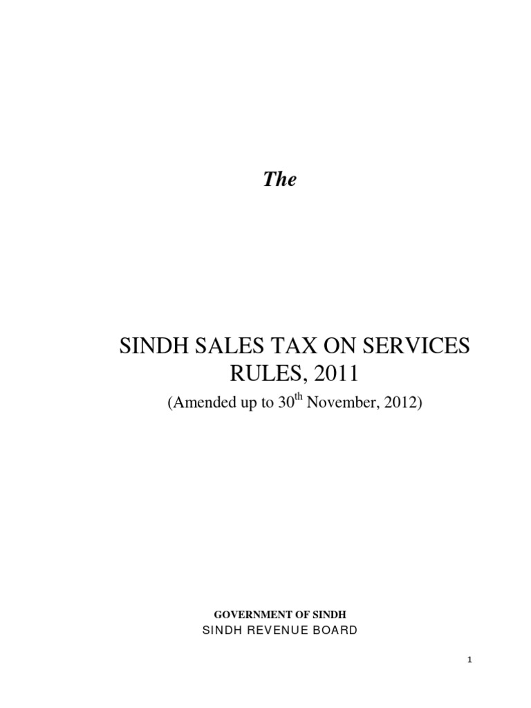 Sindh Sales Tax On Services Rules 2011 (Amendede Upto 30 Nov 2012) PDF
