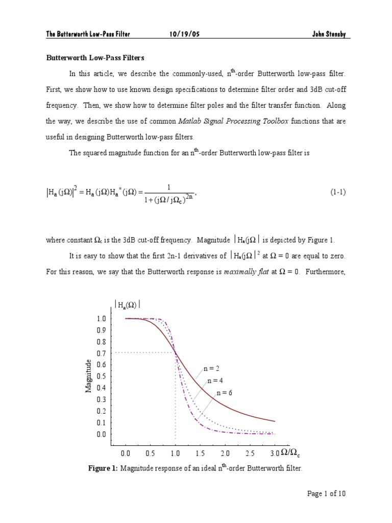 Butterworth Low-Pass Filter Design Guide | PDF | Low Pass Filter ...