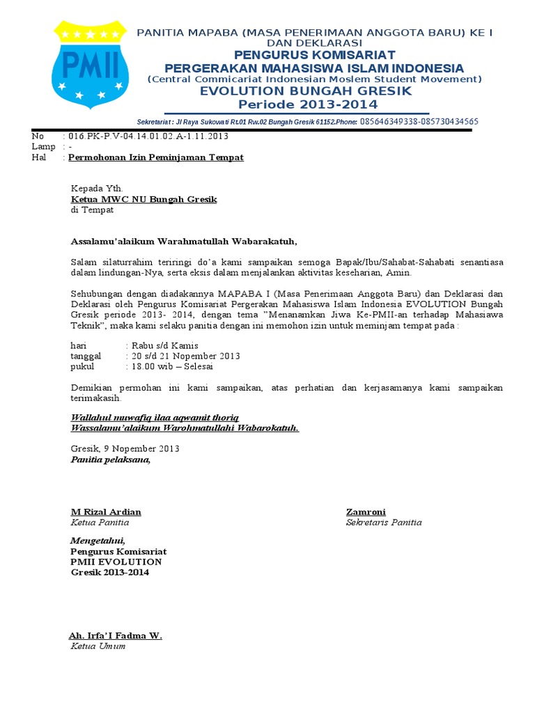 4 Surat Izin Tempat Doc Surat Permohonan Pembicara Moka 2018.