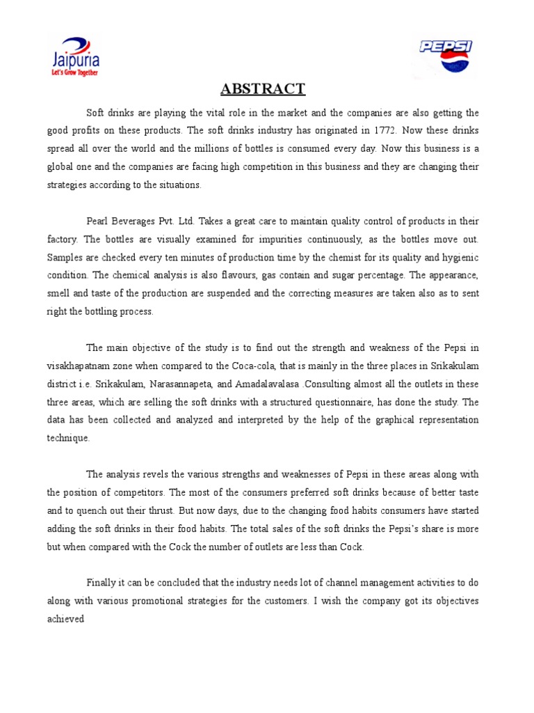 Coparative Analysis of Pepsi and Coke | PDF | Pepsi Co | Soft Drink