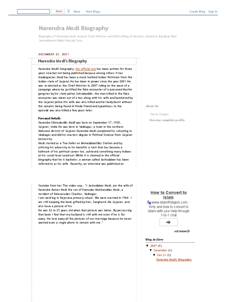 Biography Of Narendra Modi Pdf