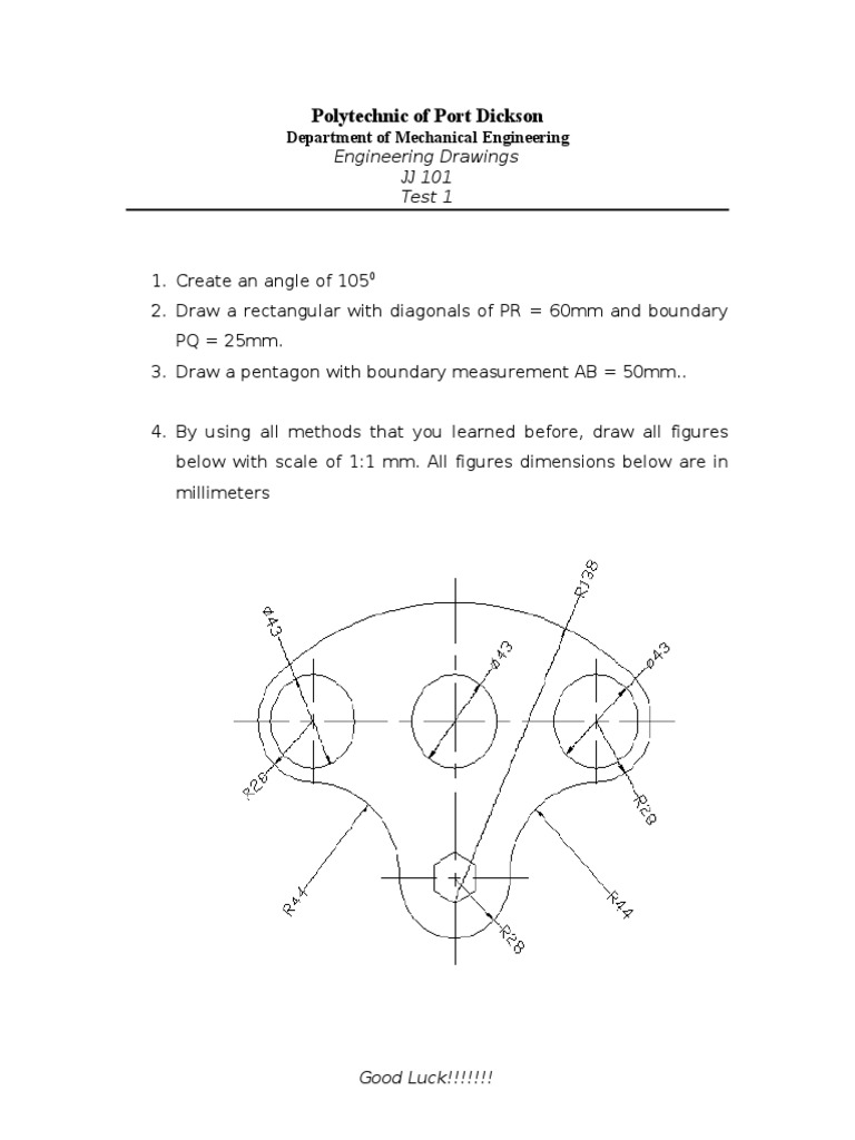Engineering Drawings Test 1 Guide | PDF